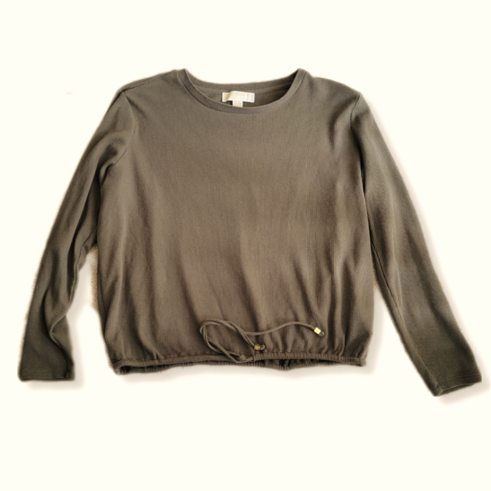 MICHAEL KORS Olive GREEN TOP WITH TIES @ WAIST SIZE XL